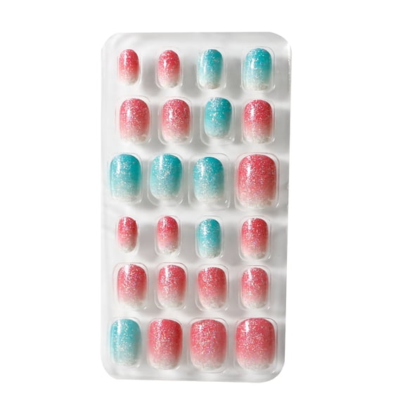 RAGUPEL 24 Pieces Fake Nails for Kids Girls Artificial Kids Press on Nails Full Cover Short Acrylic Stick on Nails False Nail Tips Kit for Children Little Girls Nail Art Decoration (Cute Pattern)
