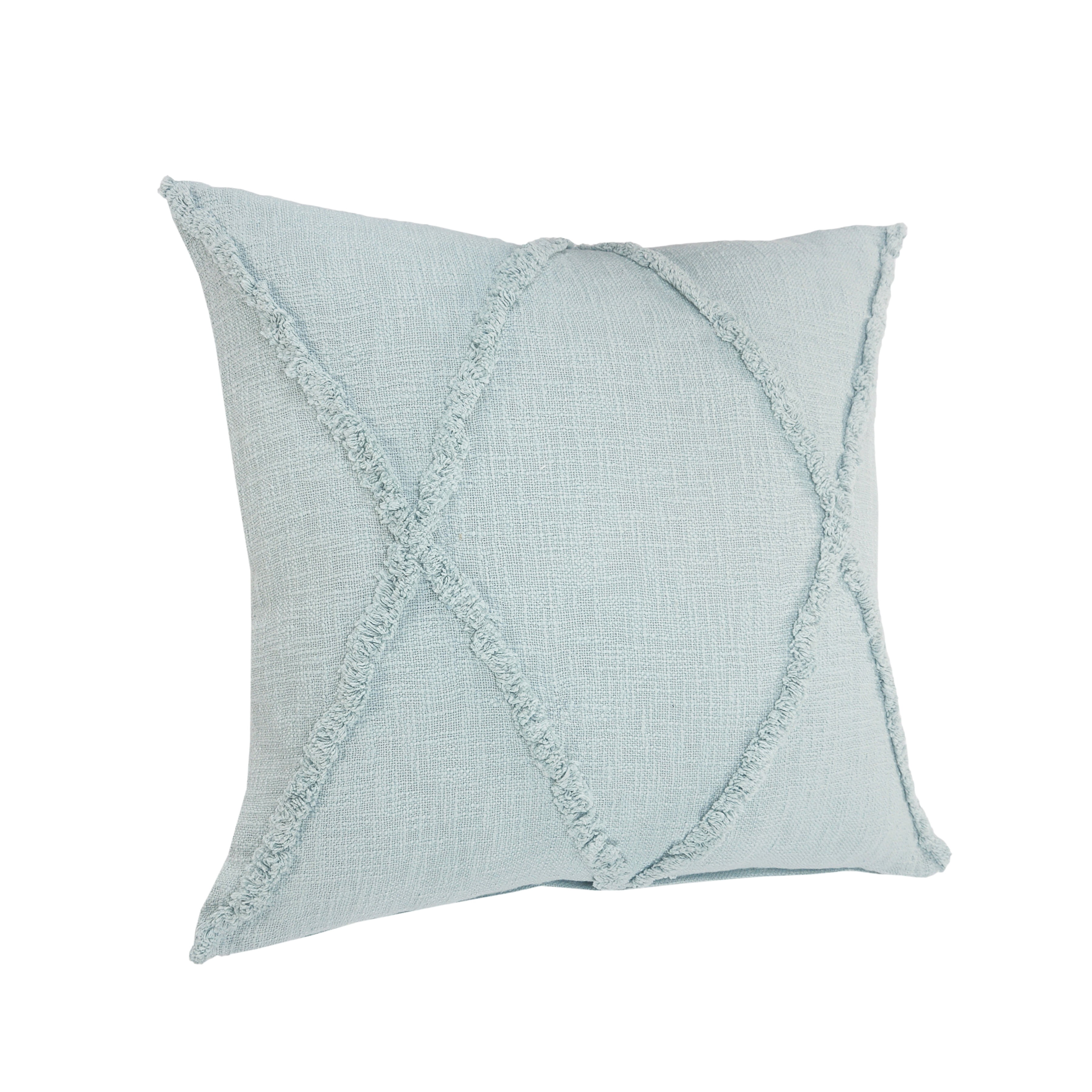 LR Home Sara Set of 2 Shag Diamond 18" x 18" Palladian Blue Cotton Adult Decorative Throw Pillows