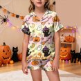 thumbnail image 2 of UAYOTSE Girls Lightweight Satin Sleep Outfit, Collared Button‑Front Short‑Sleeve Top and Matching Shorts, Usable Pjs for Sleepovers and Home Relaxation Size 4-5 Years, 2 of 5