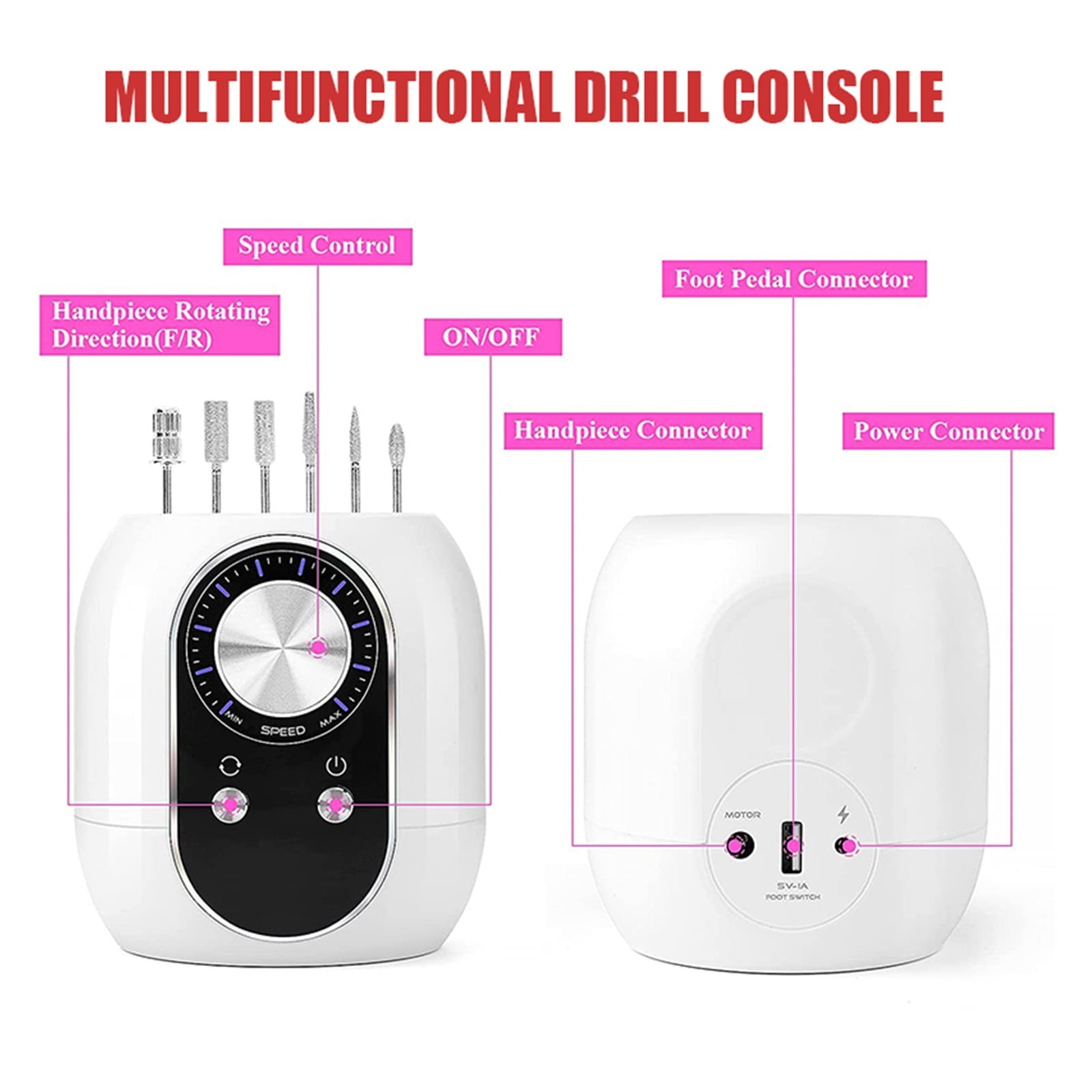 35000RPM Nail Drill Machine, Professional Electric Manicure Machine, Milling Cutters Nail, Art Electric Nail File Sets For Manicure ,Low Noise