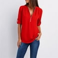 thumbnail image 2 of WTXUE Blouses for Women Button Women LadiesLoose Shirt Chiffon Zipper s Plus Size Tops Long Sleeve Plus Size Tops for Women, Red 4X-Large, 2 of 8