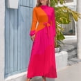 thumbnail image 4 of Vestido largo rosa fuerte a naranja Vestido largo Vestido de mujer vintage, 4 of 5