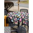 thumbnail image 4 of Outdoor Tablecloth with Umbrella Hole and Zipper, Easter Square Table Cloth 60x60 Inch Waterproof Tablecloth, Spring Colorful Eggs Bunny Flower Plant Black Picnic Table Cover for Patio Camping, 4 of 7
