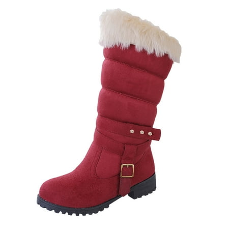

Larisalt Women S Boots Women s Ankle Boots Fur Shearling Lining for Cold Winter Weather Red