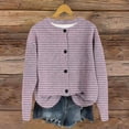 thumbnail image 2 of XPMWRP Women's Striped Print Knitted Jacket Long Sleeve Button Down Casual Coats Fall Winter Trendy Loose Jacket Pink S, 2 of 4