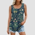 thumbnail image 4 of GERsome Women's Floral Tank Tops Summer Pleated Crewneck Sleeveless Tunic Flowy Loose T-Shirts S-5XL, 4 of 6