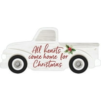 All Hearts Come Home For Christmas White 5.2 x 2.4 Pine Wood Christmas Sign