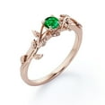 thumbnail image 4 of JeenMata Solitaire - 0.50 Carat Round Shape Lab Created Emerald - Botanical Style Engagement Ring - 18K Rose Gold Plating over Silver, 4 of 7