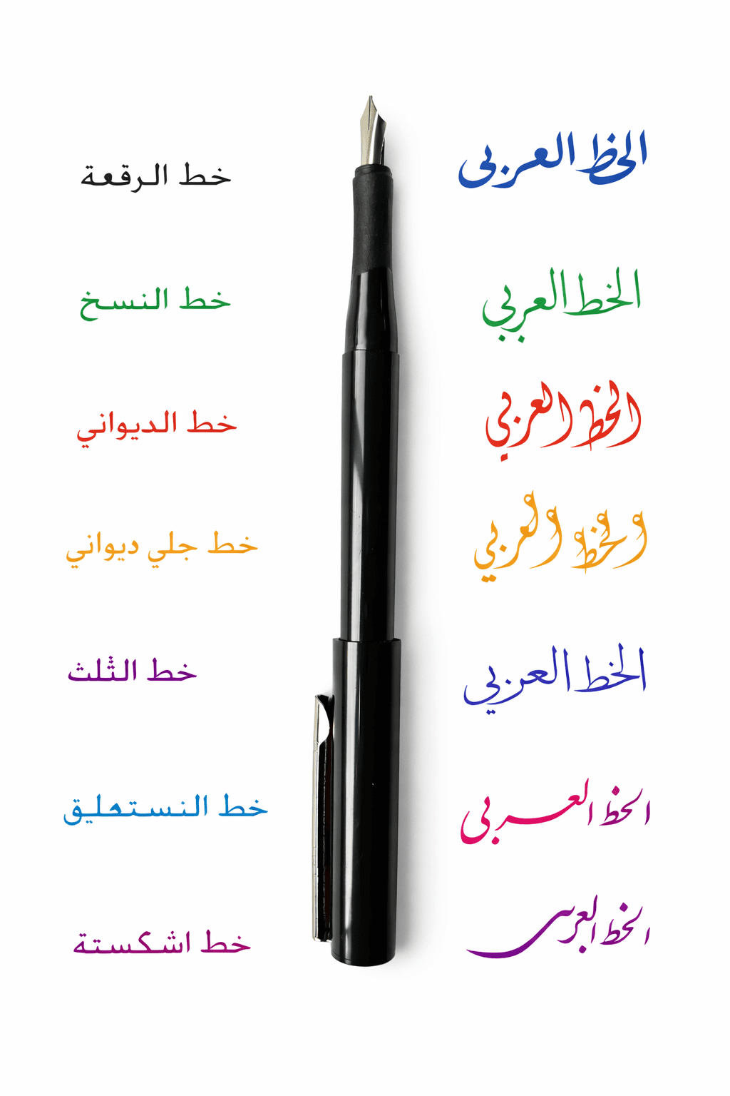 Arabic & Nastaliq Bamboo like Calligraphy Pen Set – 4 Steel Nibs (3mm, 2.3mm, 1.6mm, 0.8mm) Qalam Style Fountain Pen – Includes Refillable 3 Ink Cartridges – For Arabic, Farsi, Urdu & Hebrew Scripts