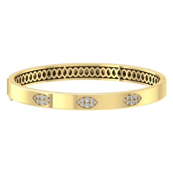 ARAIYA JEWELRY 14k Yellow Gold Diamond Bangle Bracelet (3/4 Cttw, I-J/ I2-I3), 7.5"