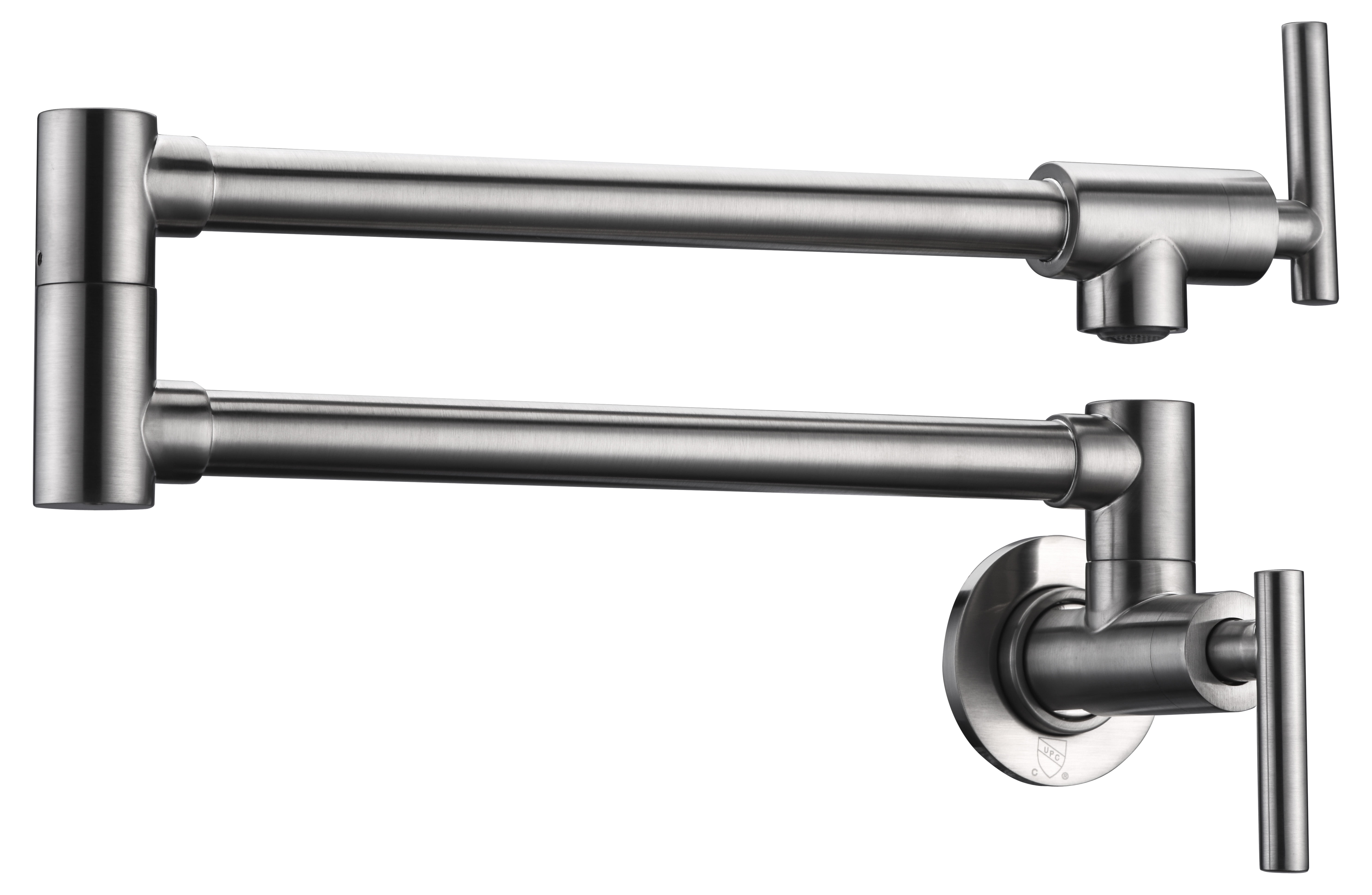 ANZZI Braccia Wall Mounted Double Handle Pot Filler in Brushed Nickel