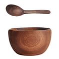 thumbnail image 1 of 2pcs Wooden Salad Bowl Rice Bowl Wooden Spoon for Home and Restaurant Use, 1 of 8