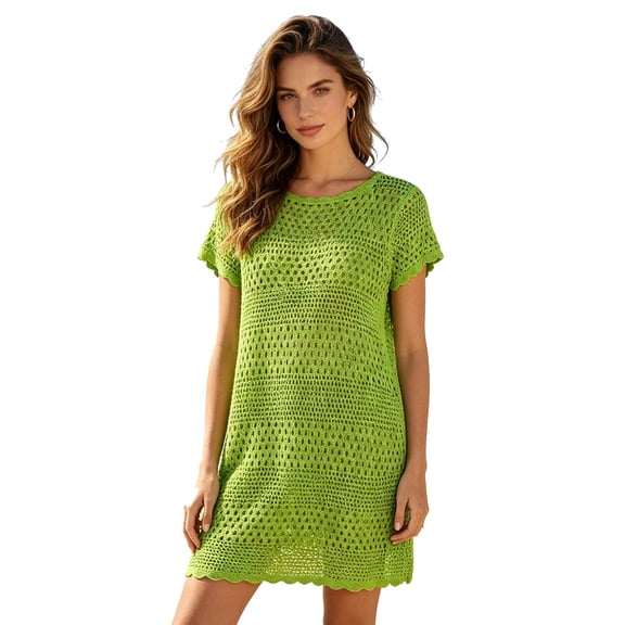 HGIEYS Women Swimsuit Coverup Crochet Bathing Suit Beach Cover Ups 2026 Summer Knit Bikini Beachwear Pullover Swimwear