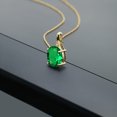thumbnail image 3 of Gem Stone King 14K Yellow Gold Green Simulated Emerald and White Diamond Pendant Necklace for Women (4.02 Cttw, Oval 12X10MM, with 18 inch Chain), 3 of 4