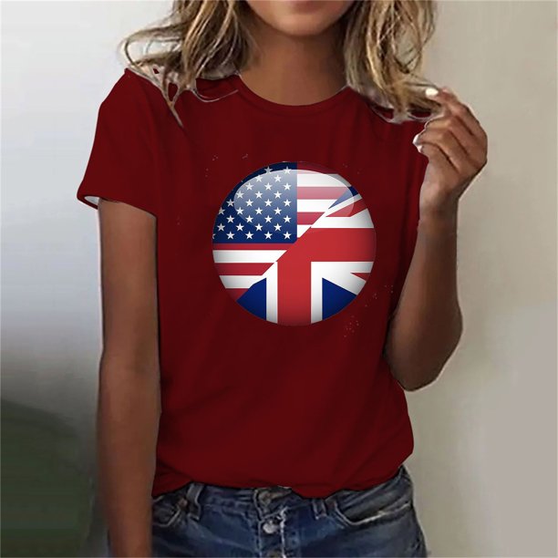 Fiudx Liquidación de Ofertas Flash Blusa de Mujer Lisa Casual Manga Corta Moda Cuello Redondo Tops Regulares