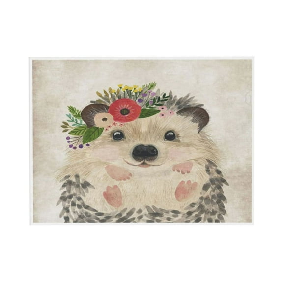 WFSposter Cute Hedgehog Print Wall Art Retro Animal Portrait Poster Funny Raccoon with Garland Picture Painting Safari Animal Art Print for Nursery Room Decor Vintage Kids Bedroom Home Decoration