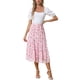 thumbnail image 2 of Falda Floral de Mujer INSPIRE CHIC con Cintura Alta Elástica, Largo hasta el Tobillo, Falda A-Line 2XL Rosa, 2 of 6
