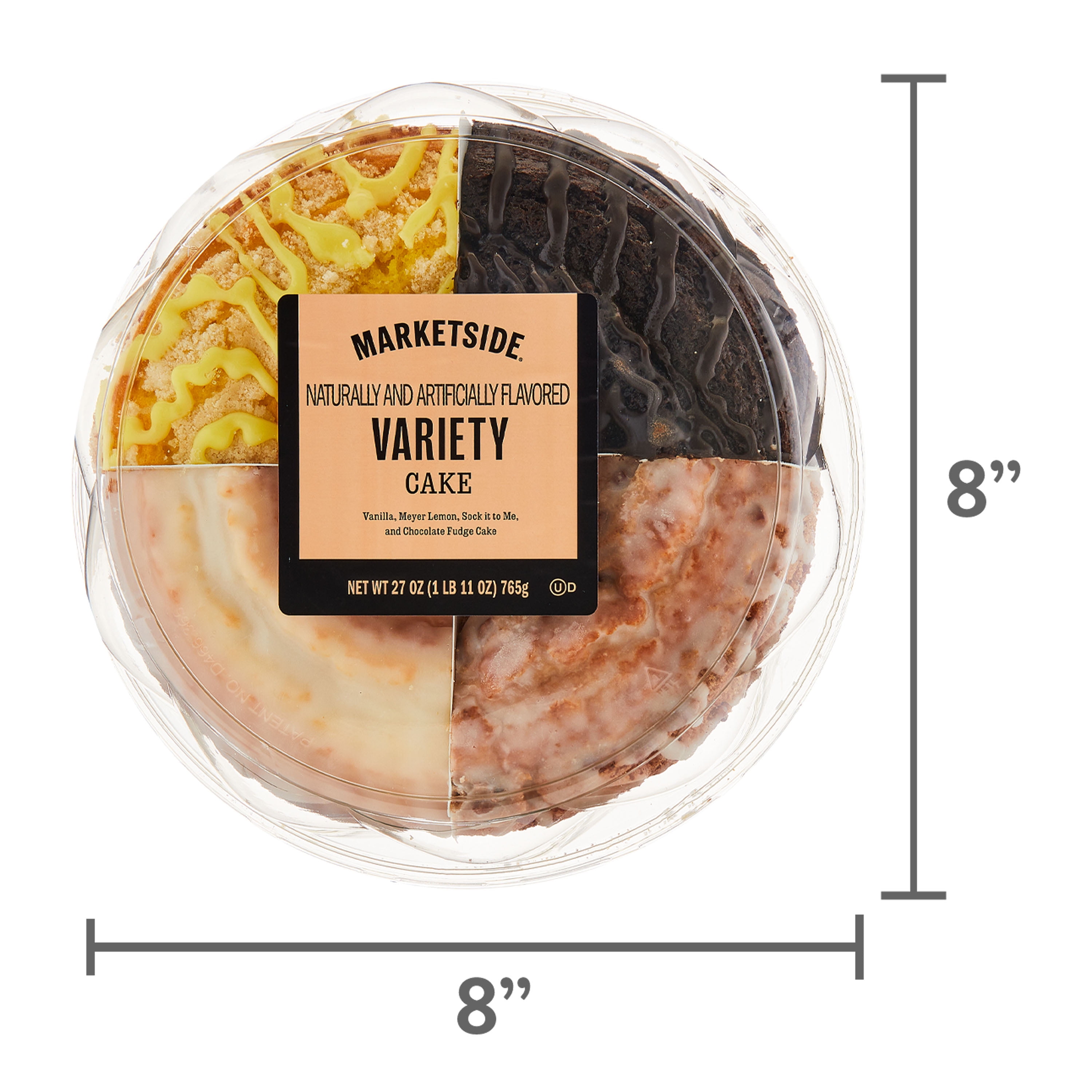 Marketside Variety Creme Cake (Vanilla, Meyer Lemon, Sock It to Me and Chocolate Fudge), 27 oz