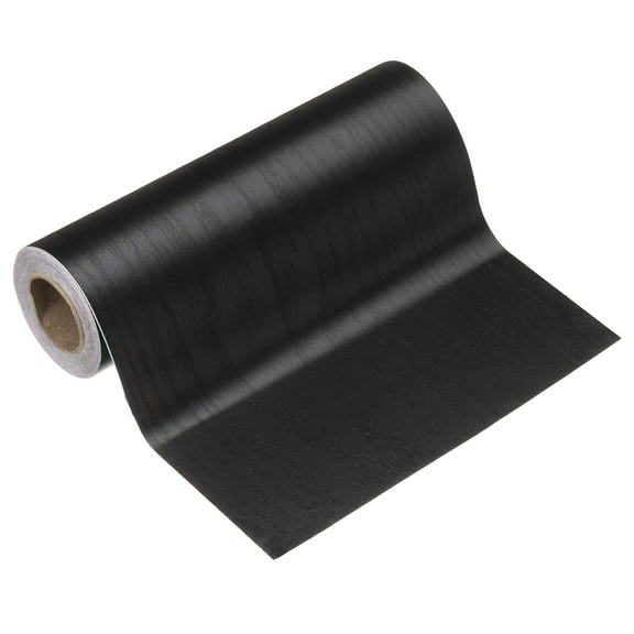 Uxcell Wood Grain Wallpaper Border 6" x 16.4ft Textured Frame Sticker, Black Wood