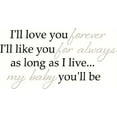 thumbnail image 4 of Baby Wall Sticker Quote I'll Love Forever I'll Like You For Always. 2-color Vinyl Decal 12x23 -Black and Warm Gray Black & Warm Gray, 4 of 4