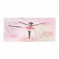 thumbnail image 1 of Girls Beach Towel, Ballerina Silhouette with a Tutu on Dotted Floral Background Feminine, Quick Dry Soft Compact Microfiber for Camping Sports Yoga Hiking, Pink Umber and Pale Pink, by Ambesonne, 1 of 2