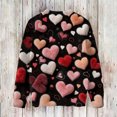 thumbnail image 4 of Dwralegc Womens Valentine Sweaters Heart Graphic Casual Sweaters Knitted Crew Neck Fashion Valentine Cute Pullover Tops Black XL, 4 of 4