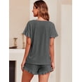 thumbnail image 4 of Ekouaer Women's Pajama Set Ruffle Sleeves Top and Short Soft 2 Piece Loungewear Set, 4 of 5