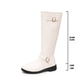 thumbnail image 5 of hopeusnice Double Buckle Low Heel Knee High Boot Round Toe Side Zipper Closure Riding Style Boot White 39, 5 of 9