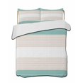 thumbnail image 2 of Turquoise Beige Stripe King Size Down Alternative Comforter, Lightweight Comforter Quilt Bedding Set with Pillow Shams Modern Art Horizontal Striped All Seasons Bed Comforter Duvet Insert 96"x106", 2 of 7