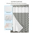 thumbnail image 2 of No Hook Cloth Fabric Shower Curtain with Snap in Liner, Gray Morocco Waterproof Shower Curtains Set with See Through Top Window, Vintage Minimalist Boho Ethnic Pattern Bath Curtains Shower 66"x72", 2 of 6