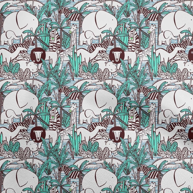 oneOone Tissu en Viscose Chiffon Vert Mer pour Robe d'Enfant, Tissu Imprimé au Mètre 42 Pouces de Large