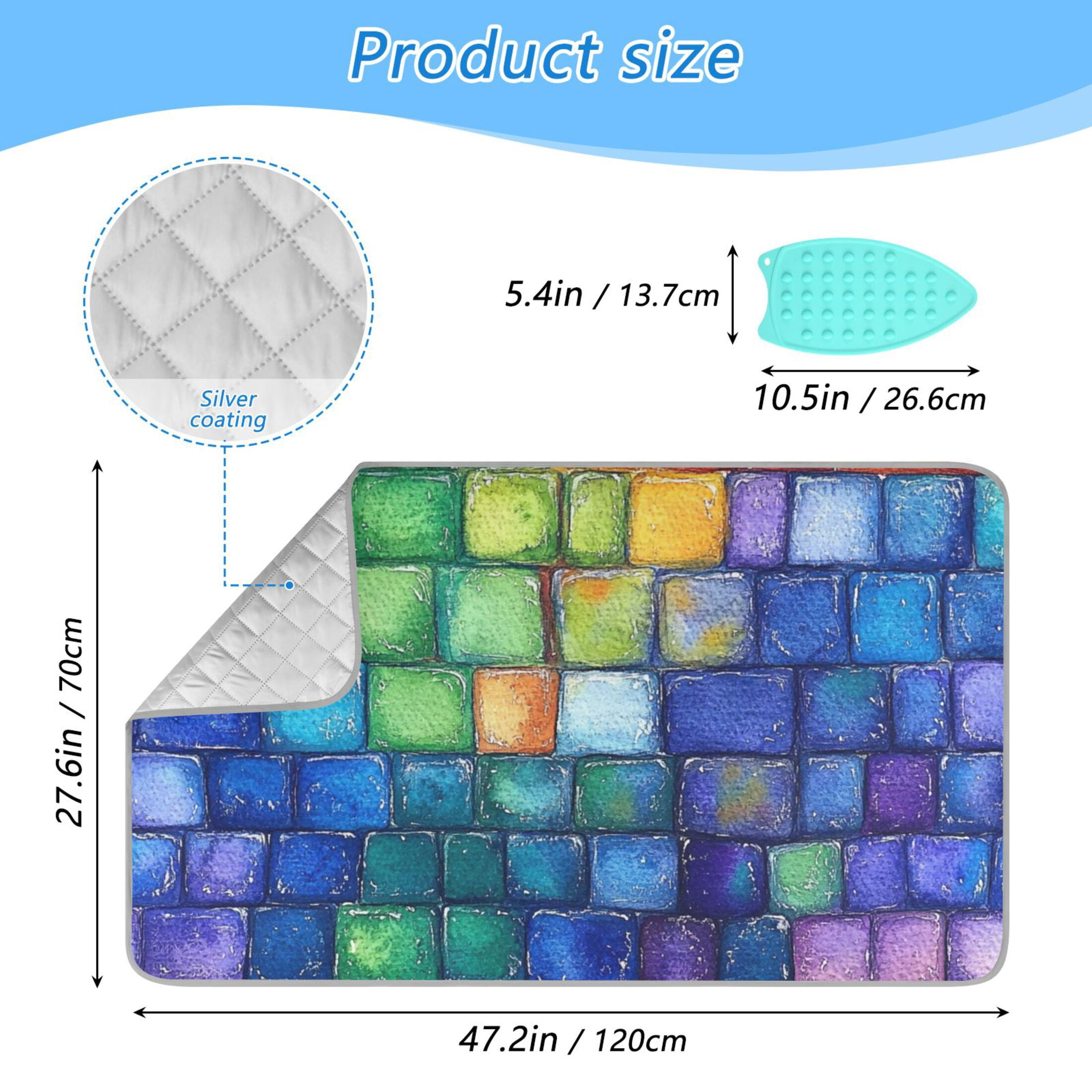 Colorful Small Square Ironing Mat Blanket for Table Top Travel Portable Ironing Board Pad 47.2x27.6 Inch