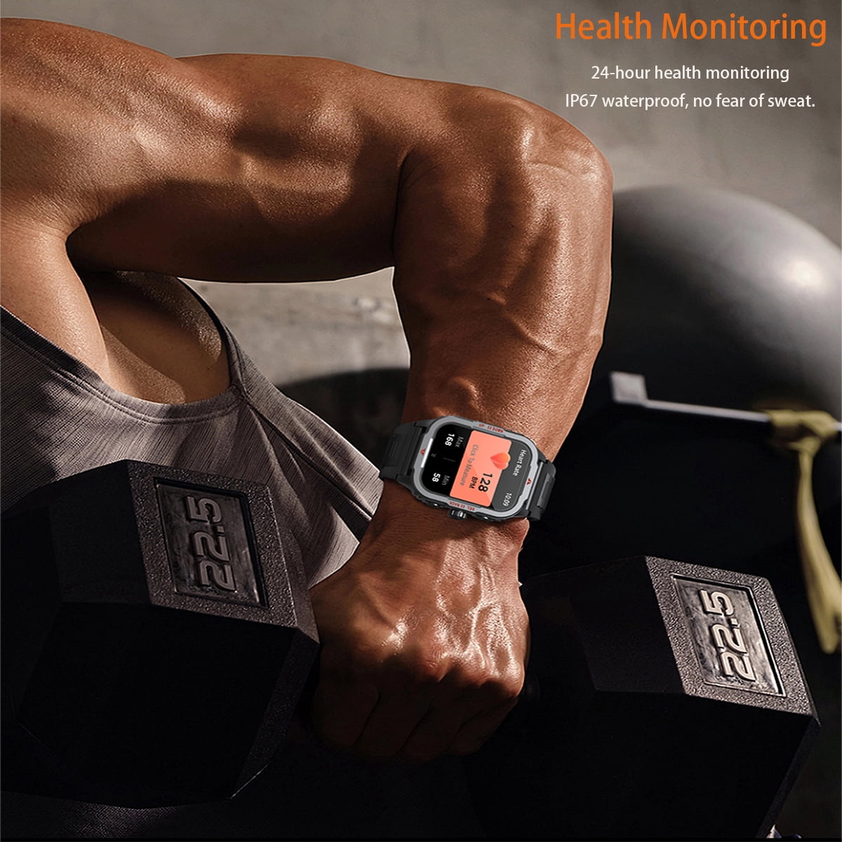 Smart Watch for Men and Women, Smart Watch 1.85 Inch HD Health Monitoring Watch with Multiple Sports Modes IP67 Waterproof Activity Tracker for Android/ iOS (Green）