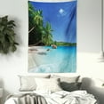 thumbnail image 3 of Ocean Tapestry, Sunny Horizon Skyline Transparent Water Isolated Beach at Prislin Island, Wall Hanging for Bedroom Living Room Dorm Decor, 40W X 60L Inches, Turquoise Green Blue, by Ambesonne, 3 of 5
