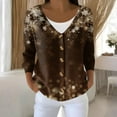 thumbnail image 2 of Women's Fashion Long Sleeve Christmas Snowman Snowflake Print Jacket Cardigan for Holiday Party and Casual Daily Wear,Coffee,XL, 2 of 5