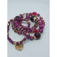 thumbnail image 4 of Heart Charm Crystal Bracelet Set- Purple, Adjustable Beaded Fashion Jewelry, 4 of 4