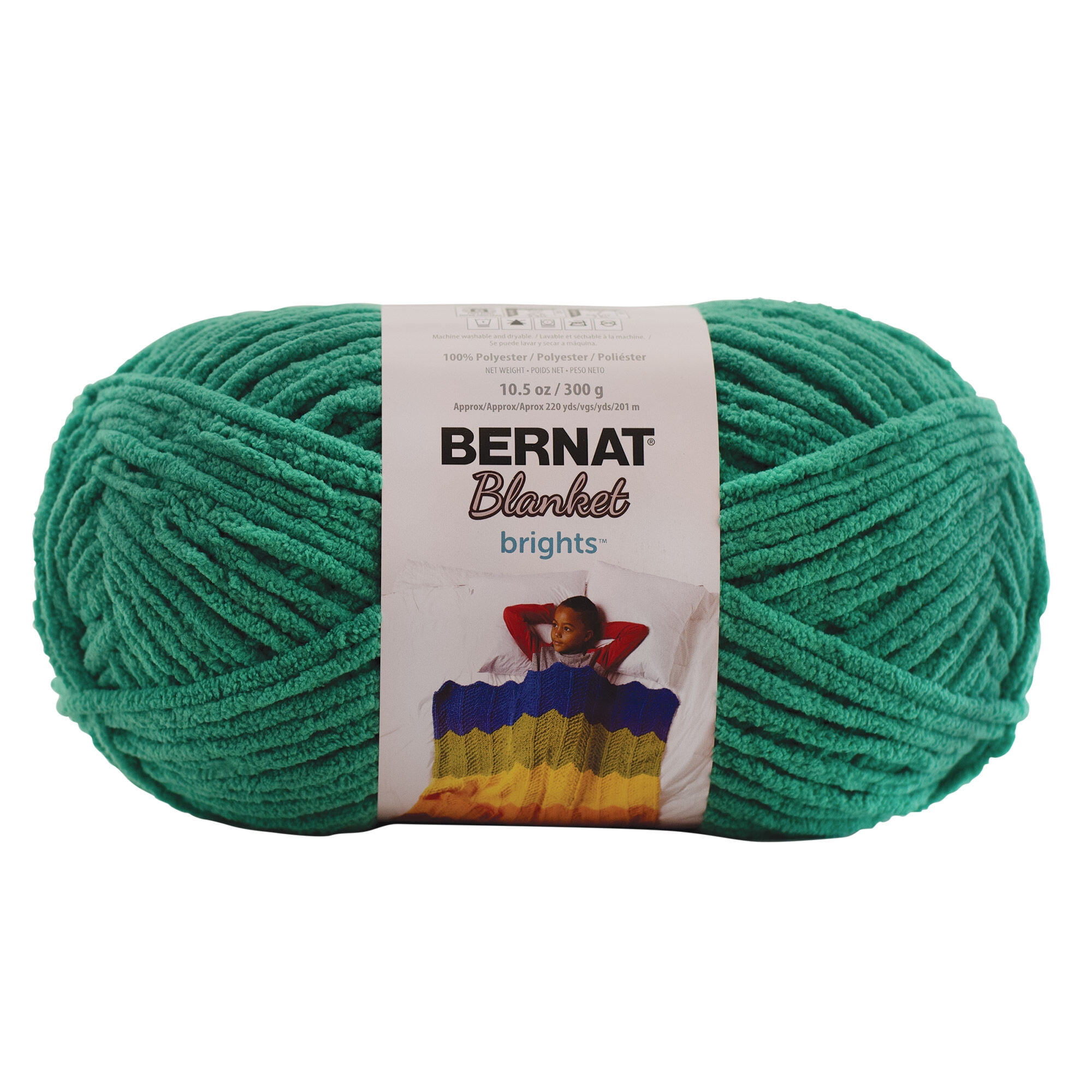 Bernat® Blanket Brights™ #6 Super Bulky Polyester Yarn, Gogo Green 10.5oz/300g, 220 Yards