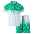 thumbnail image 4 of VBTAPA Clearance Today Prime! Summer Outfits for Men 2 Piece Printed Polo Shirt and Shorts Set Fashion Casual Vacation Beach Tracksuit with Pockets Green L, 4 of 6