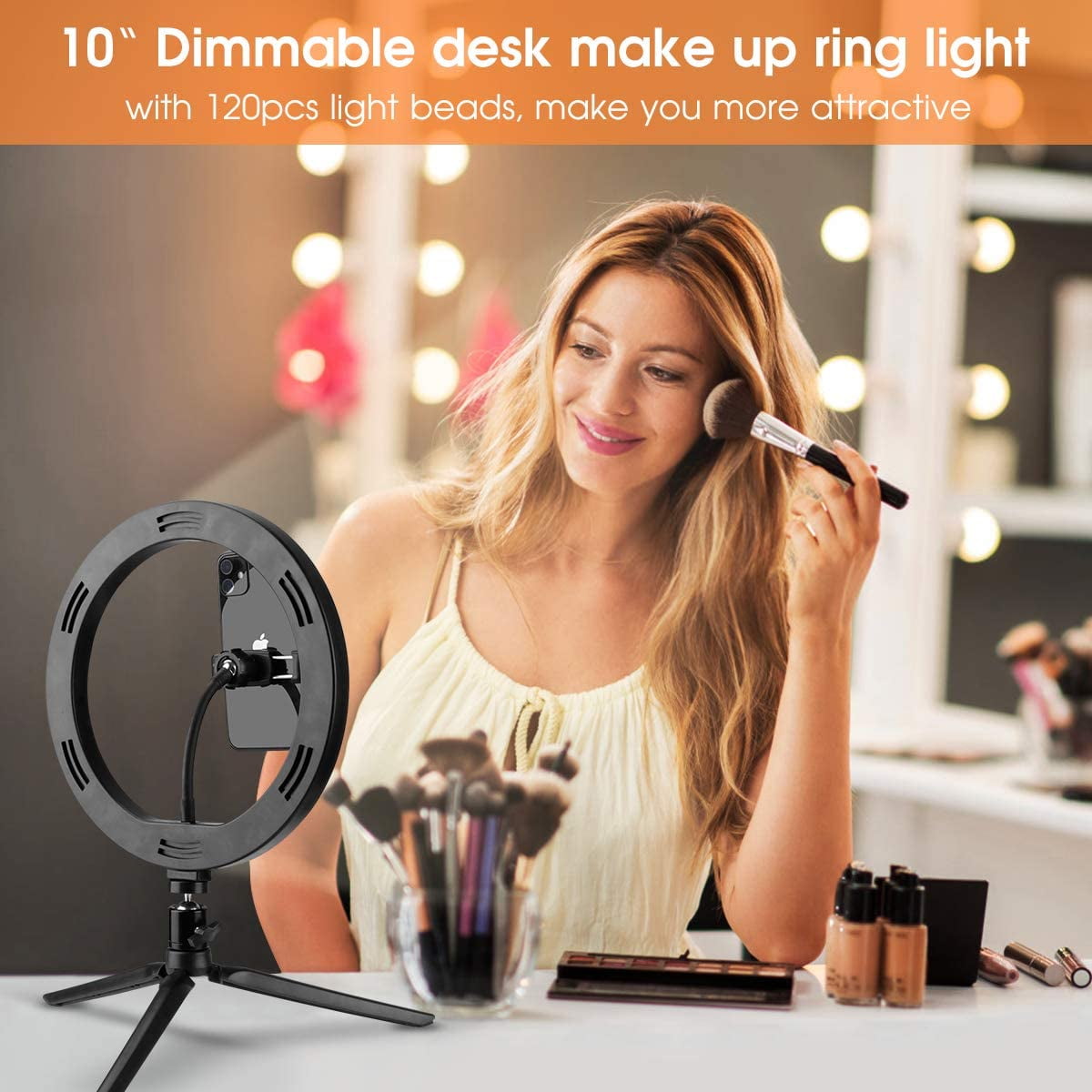 LED Ring Light with Tripod Stand, Desktop LED Makeup Ring