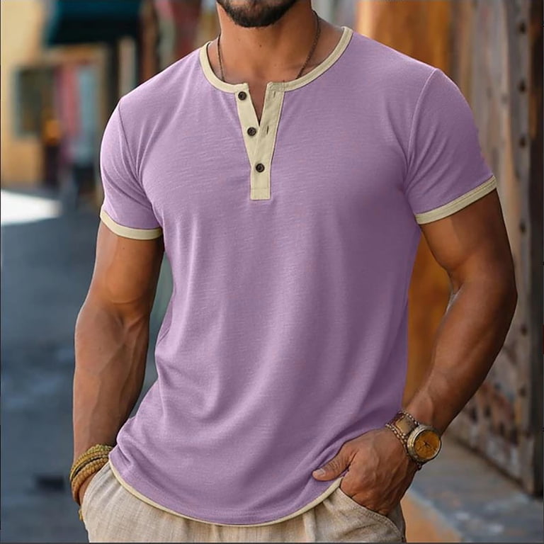 Zynoxe Mens Henley T-Shirts Classic Button V Neck Short Sleeve