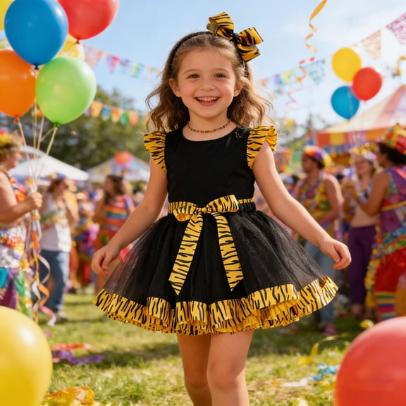 ZHOGXU Big Kids Girls Skirt Elastic Waist Leopard Print Comfortable Stylish Mesh Tutu Skirts For Carnival Party And Daily Wear Black 6-8 Years