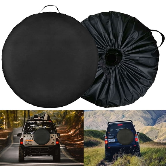 Deago Spare Tire Cover Universal Fit for Trailer, RV, Car, Truck, SUV, Jeep, Camper Wheel, Waterproof Dustproof Oxford Fabric Tire Covers Black (for Overall Wheel Diameter 28-29 inch)