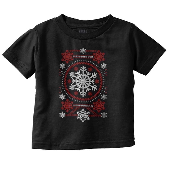 Ugly Christmas Snowflake Pattern Toddler Baby Graphic T Shirt Brisco Brands 6M
