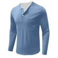 thumbnail image 5 of BADHUB Men's Henley Shirts Casual Long Sleeve Button Classic T-Shirt with Pocket Light Blue S, 5 of 6