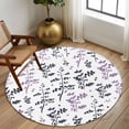 thumbnail image 2 of Round Area Rug 8 Ft, Grey Purple Botanical Washable Non-Slip Circle Carpet for Living Room/Bedroom, Watercolor Spring Floral Summer Leaf Collection Low-Profile Large Area Rugs for Indoor, 2 of 8