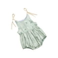 thumbnail image 3 of Arvbitana Baby Girls Sling Romper Sleeveless Plant Pattern Tie-up Bodysuit Summer Sweet Playsuit Clothes Set for Newborn 0-24M, 3 of 9