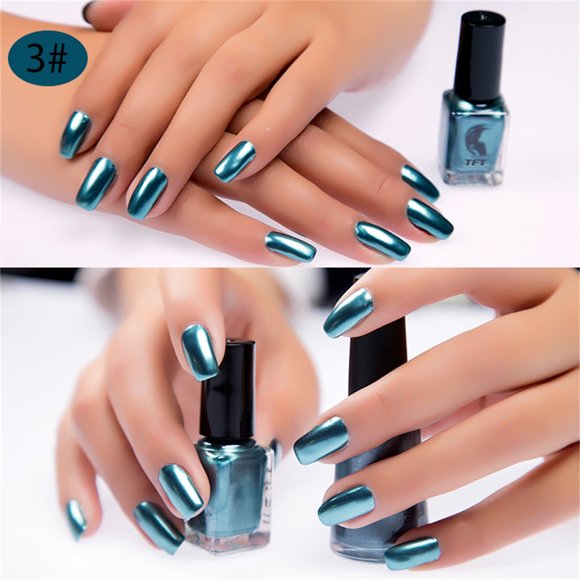 EARKITY Nail Polish Mirror Effect Plating Silver Chrome Metallic Color Long Lasting Gorgeous Glossy Manicure Gel Nail Polish 9ML