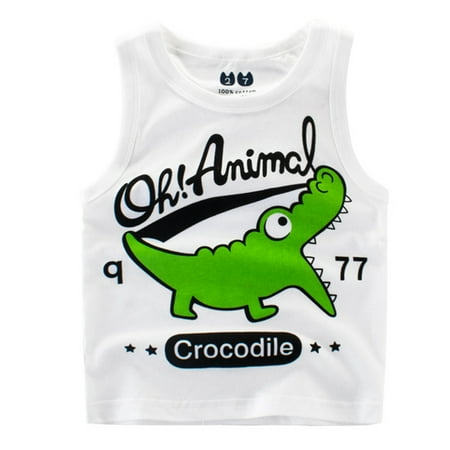 

Zlekejiko Toddler Kids Baby Boys Girls Animals Sleeveless Crewneck Vest T Shirts Tops Tee Clothes For Children