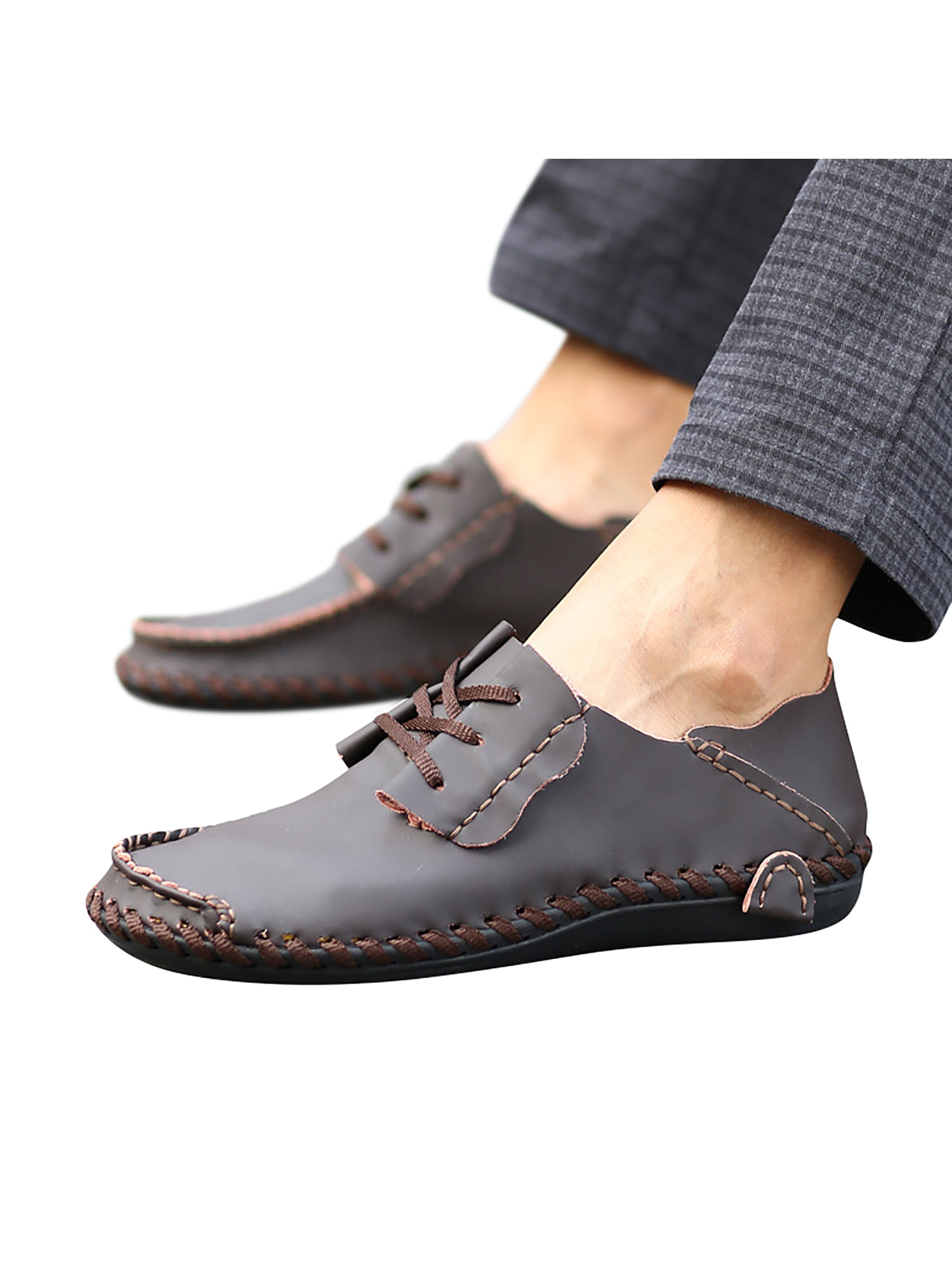 Men's Casual Oxfords Driving Leather Shoes Moccasin Peas Loafers Slip On Flats