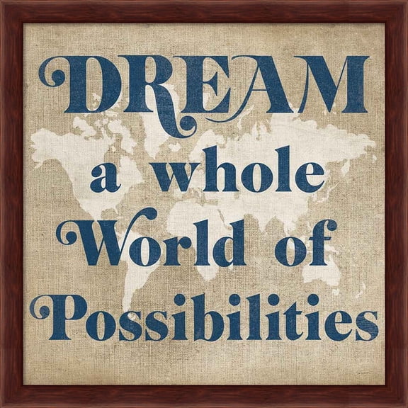 Great Art Now Burlap World Map II by Sue Schlabach, Framed Wall Art, 13.25W x 13.25H